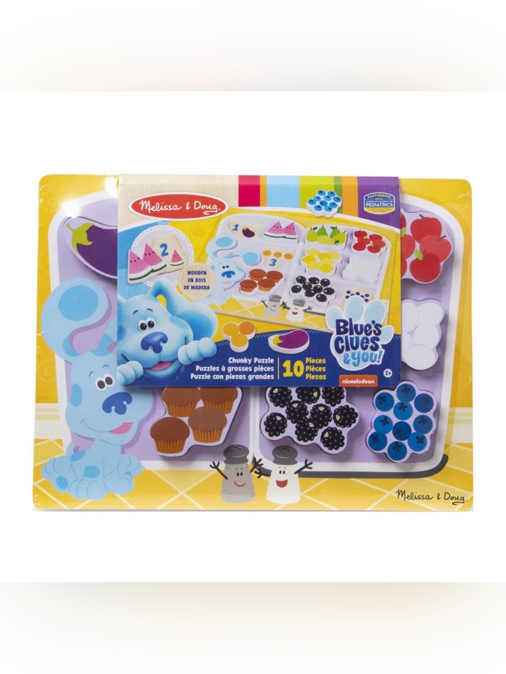 Melissa & Doug Blue’s Clues Fridge Food Wooden Chunky Puzzle 10pc New Toy